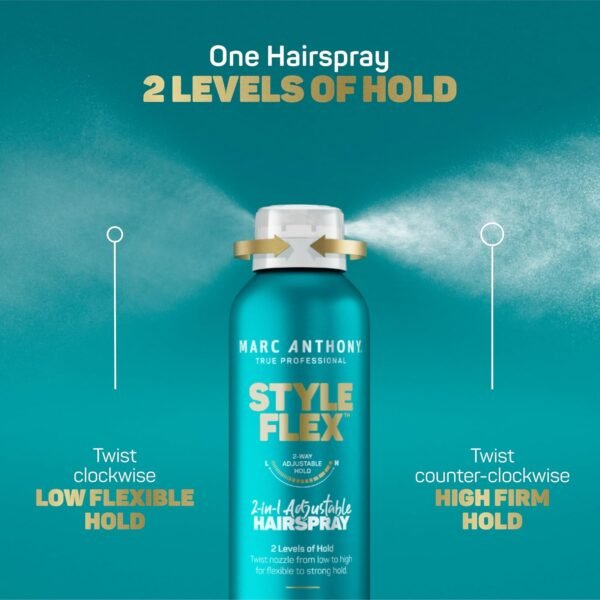 Marc Anthony Flexible to Extra Strong Hold Hair Spray, Style Flex 2-in-1 Adjustable Hairspray for Women & Men - Finishing & Styling Spray for Controlled & Well-Groomed Look - Flake-Free, 9.5 oz - Image 5
