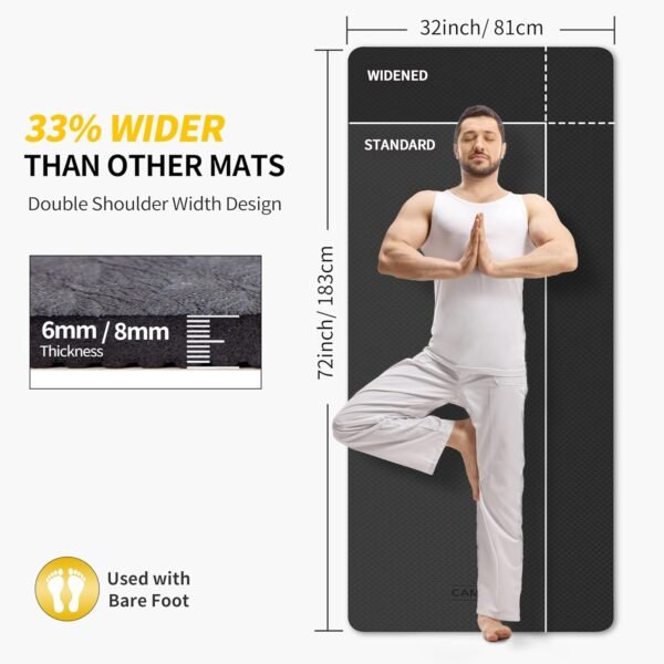 CAMBIVO Extra Wide Yoga Mat for Women and Men (72"/84"x 32"x 1/4") TPE Workout Mat, Non-slip Large Exercise Fitness Mat for Yoga, Pilates, Workout - Image 3