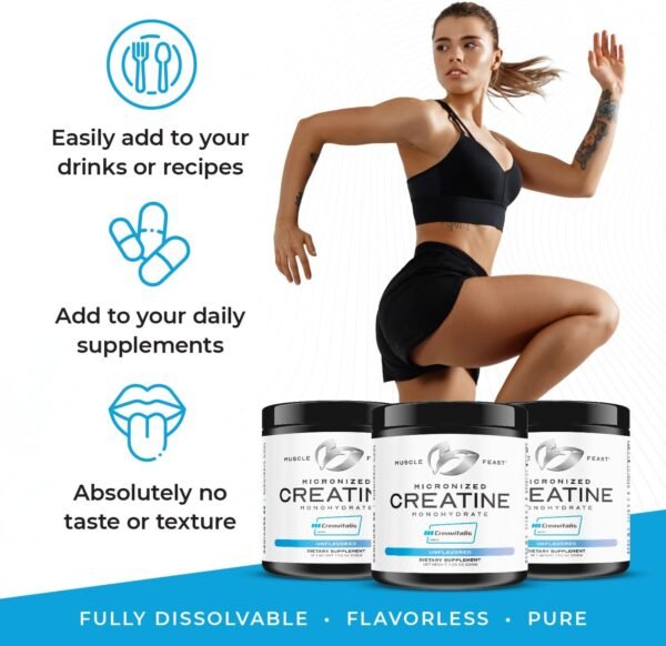 Muscle Feast Creavitalis Micronized Creatine Monohydrate Powder | Premium Pre-Workout or Post-Workout | Easy to Mix, Gluten-Free, Safe and Pure, Unflavored, 200g - Image 8