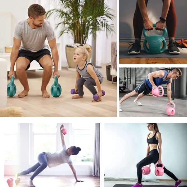 RUNWE 3 Handle Kettlebells Weight - Weight for Women Options 5, 10, 15 and 20 LB for Russian Twists AB Exercise, Weightlifting and Core Fitness Exercise Home Gym [Single in Sold] - Image 3