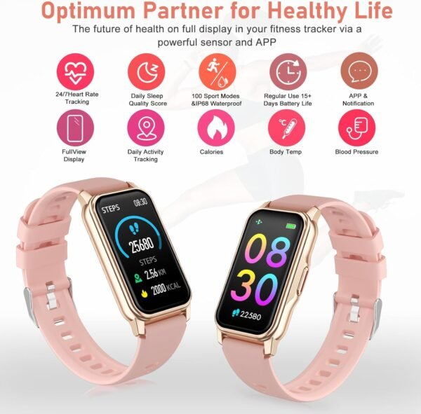Fitness Tracker with Step Counter/Calories/Stopwatch, Activity Tracker, Health Tracker with Heart Rate Monitor, Sleep Tracker,1.47'' Touch Color Screen, Pedometer Watch for Women Men - Image 5