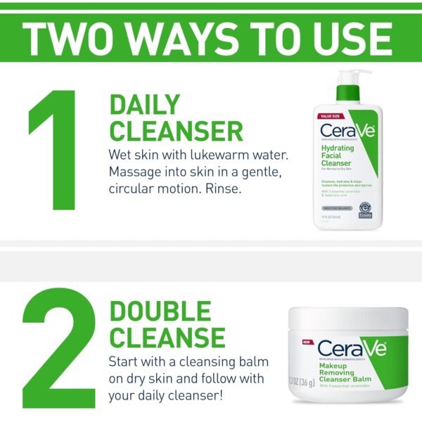 CeraVe Hydrating Facial Cleanser, Moisturizing Face Wash For Dry Skin, Hyaluronic Acid + Ceramides + Glycerin, Hydrating Cleanser For Normal To Dry Skin, National Eczema Association Certified - Image 4