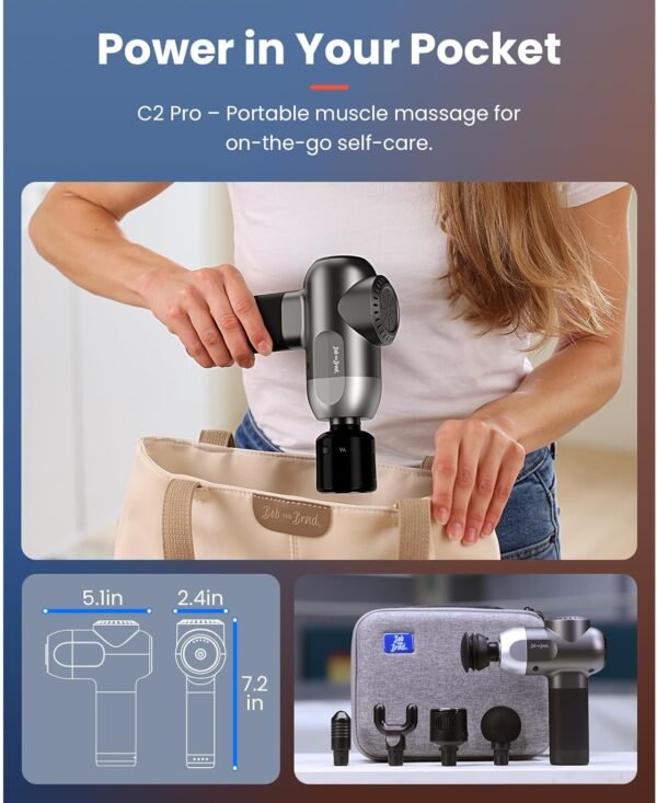 BOB AND BRAD C2 Pro Massage Gun with Heat and Cold Therapy, Mini Massager Gun Deep Tissue, Heated Professional Electric Back Massager for Athletes, Handheld Massager, FSA and HSA Eligible - Image 7