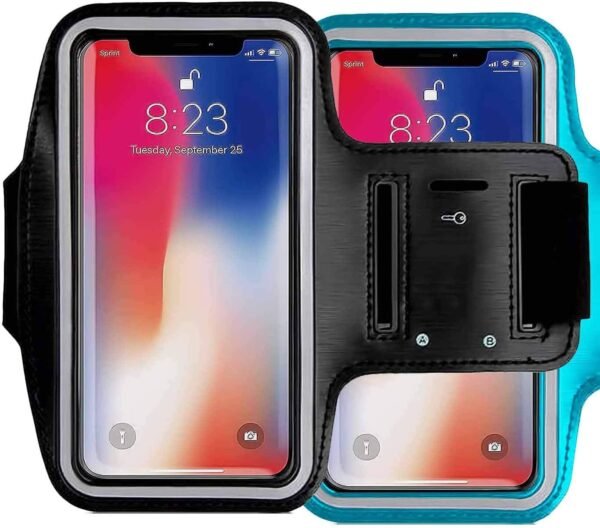 2Pack CaseHQ Water Resistant Cell Phone Armband Case Compatible with iPhone 12 iPhone 12 Mini iPhone 12 Pro Max iPhone 11, 11 Pro, 11 Pro Max, X, Xs Max, Xr, 8, 7, 6 Plus. Adjustable Band & Key Slot - Image 2