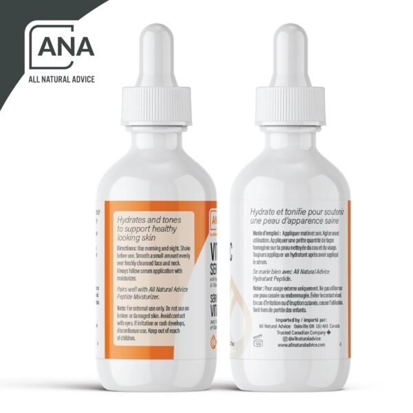 All Natural Advice Vitamin C Serum 60mL | 20% Vitamin C Face Serum Solution with Organic Botanicals, Hyaluronic Acid & Vitamin E | UV-Shielding Glass Bottle, Spray & Dropper | Canadian Skin Care - Image 9