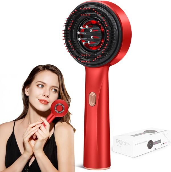 3 in 1 Hair Oil Applicator,Head Massager Scalp,Hair Oil Applicator Scalp Massager,Electric Scalp Massager Brush,ipx7 Waterproof Scalp Oil Applicator,Red - Image 2