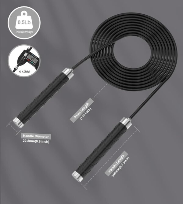 Jump Rope for Fitness, AUMCDIK Speed Skipping Rope for Women Men, Adjustable Jumping Rope with Alloy & Silicone Handle for Workout Boxing Aerobic Exercise - Image 7