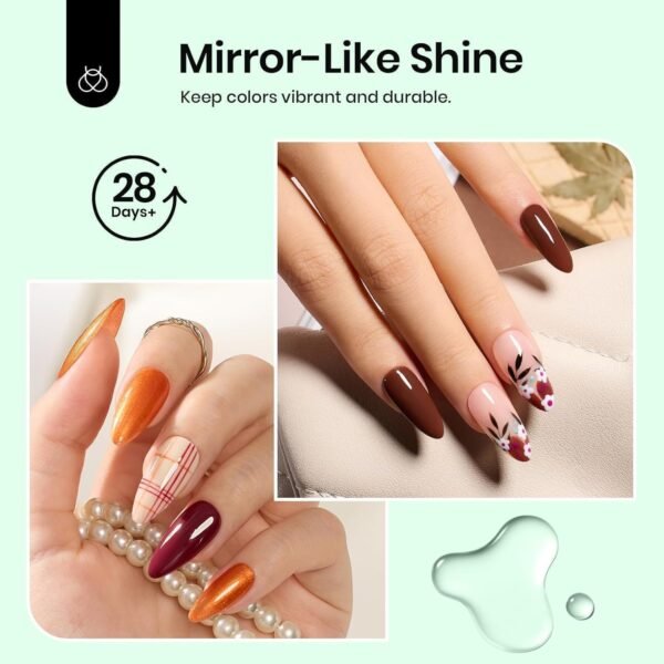 Beetles Gel Base Top Coat,2 Pcs 15ml Upgrade Super Shiny Gel Top Base Coat Set,Glossy and Long-Lasting Gel Polish,Soak Off Nail Lamp Foundation Combination Gel Top Base Coat Polish for Women - Image 7