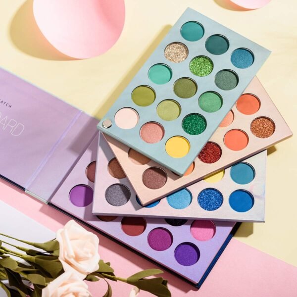 60 Colors Eyeshadow Palette, 4 in1 Color Board Makeup Palette Set Highly Pigmented Glitter Metallic Matte Shimmer Natural Ultra Eye Shadow Powder Easy to Blend - Image 6