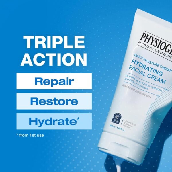 Physiogel Hydrating Facial Cream Moisturizer, Provides 72 hrs of Hydration for Normal to Dry Sensitive Skin, Fragrance Free, Strengthens Skin Barrier, Face Cream for Men & Women, Ceramide, Squalane - Image 5