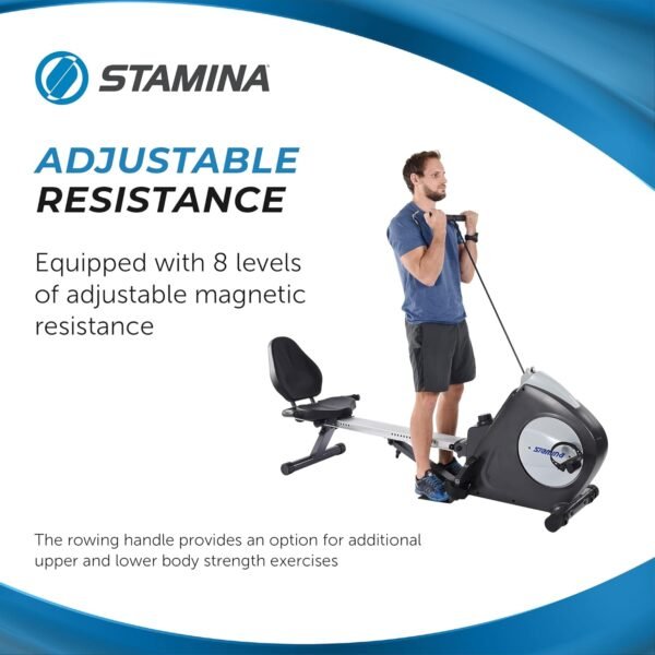 Stamina Conversion II Recumbent Exercise Bike and Rower - Cardio Machine with Smart Workout App - Exercise Bike for Home Workout - Up to 250 lbs Weight Capacity - Image 8