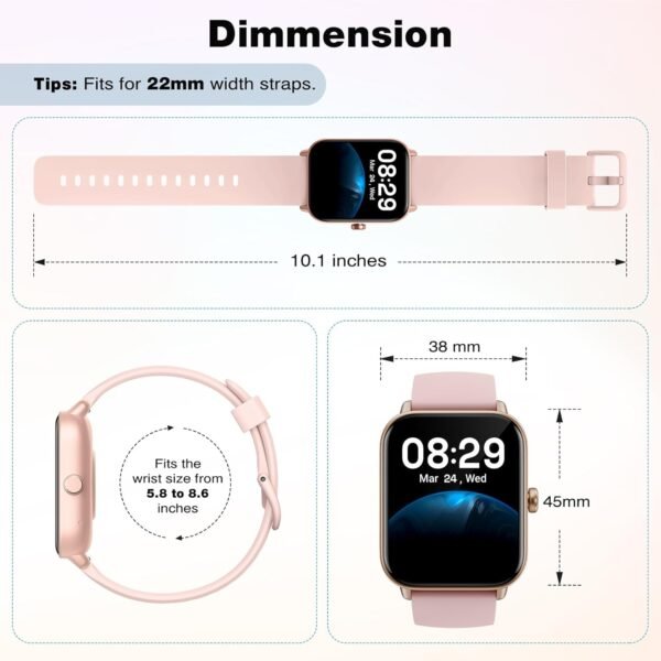 Fitpolo Smart Watch for Women,1.8" Touchscreen Fitness Tracker Bluetooth Call Alexa SpO2 Heart Rate Monitor Sleep Calorie Step Counter Waterproof Activity Tracker and Smartwatch for Android iPhone - Image 4