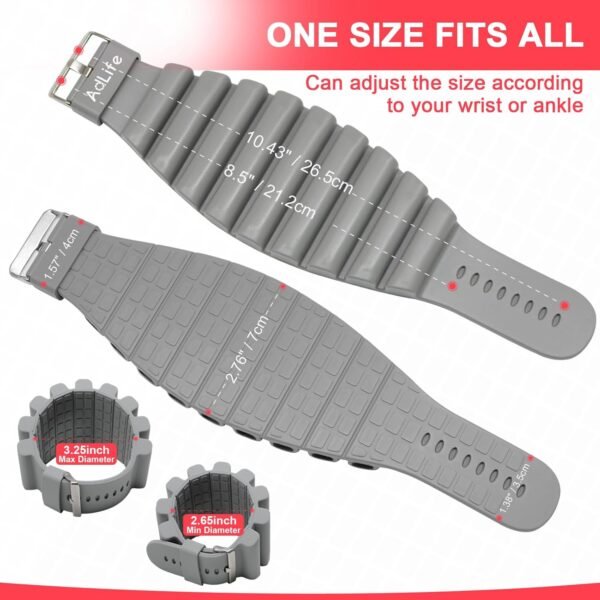 ADLIFE Adjustable Ankle Weights Exercise Weights for Women and Men 2 lbs Wearable Weighted Wrist Bangles, Arm Leg Weight Set (1 lb Each) for Aerobics,Yoga, Running, Home Gym Workout, Strength Training, Pool Exercise - Image 3