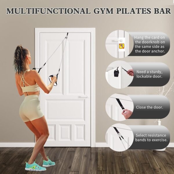 Pilates Bar Kit with Resistance Bands,Pilates Bar with Stackable Bands Workout Equipment for Legs,Hip,Waist and Arm,Exercise Fitness Equipment for Women & Men Home Gym Yoga Pilates - Image 8