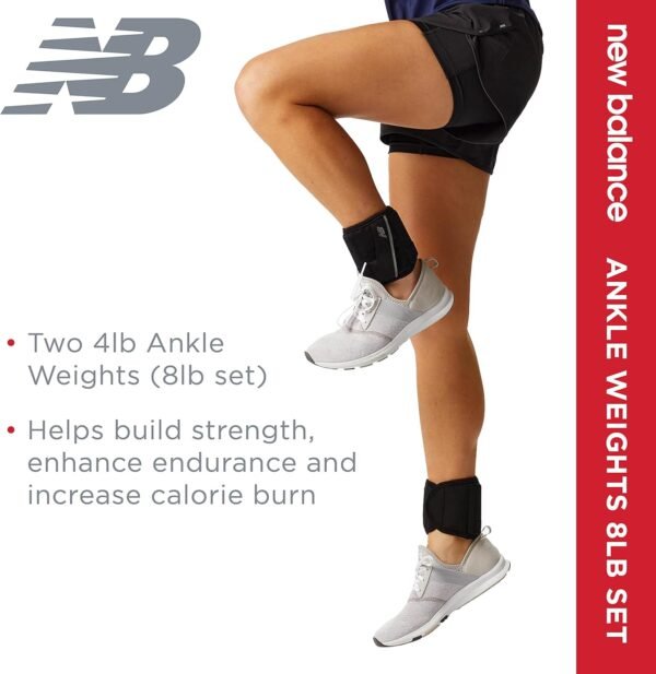 New Balance Ankle Weights For Women & Men - Adjustable Strength Training Weight Sets for Walking, Running, Pilates, Yoga, Dance, Aerobics, Cardio Exercises (3, 5lb & 8 Pound Sets) - Image 3