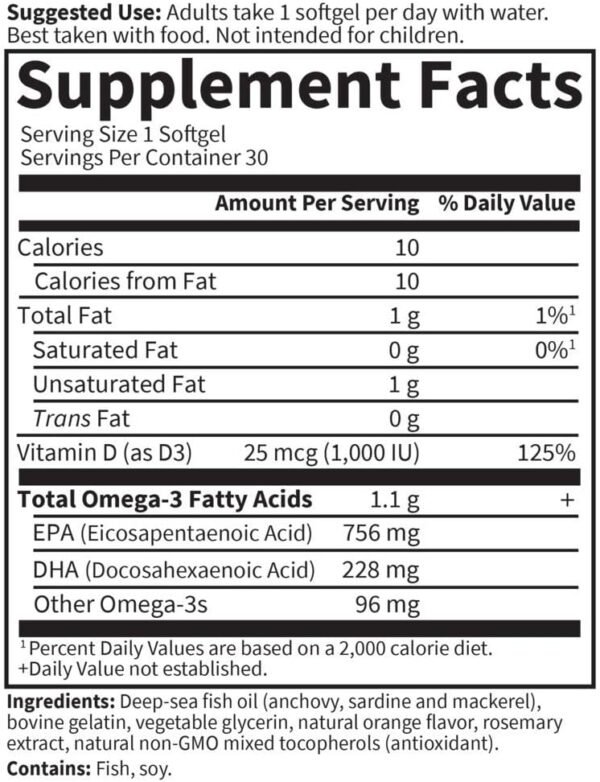 Garden of Life Minami Supercritical Platinum Omega 3 Fish Oil Supplement - Orange, 30 Softgels, Ultimate Once Daily Fish Oil Omega 3 for Heart & Brain Health, 1100mg Omega-3s + 1,000 IU Vitamin D3 - Image 6