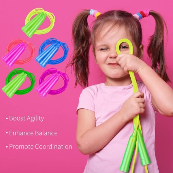 Aneco 30 Pack Kids Jump Rope Set 7.3 Feet Outdoor Jump Ropes Colorful Kids Jumping Ropes Great Sports Activities Birthday Party Favors Gifts - Image 5