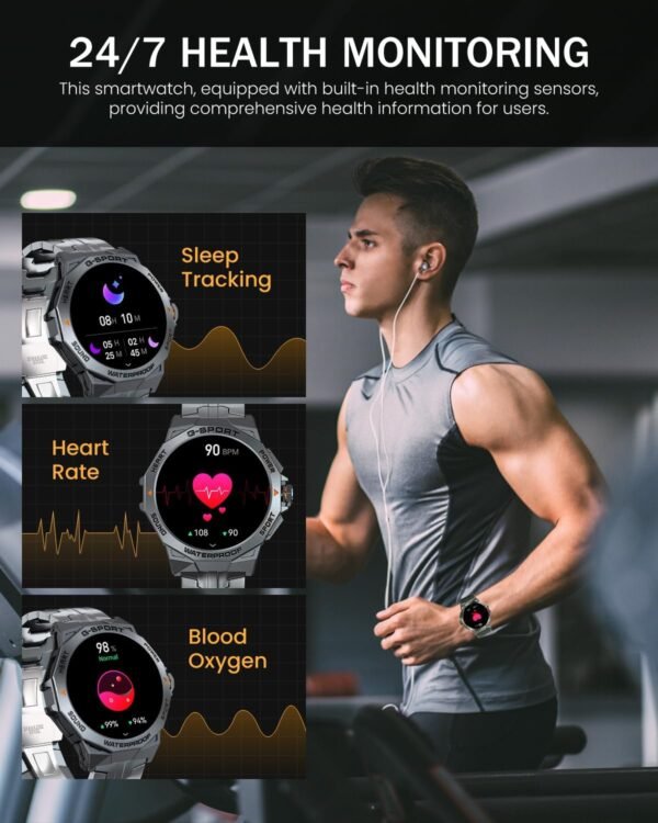 Military Smart Watch for Men with Bluetooth Call, 1.43" AMOLED Screen Smartwatch with Heart Rate/Sleep Monitor, IP68 Waterproof Fitness Tracker with 100+ Sport Modes for iOS Android - Image 6