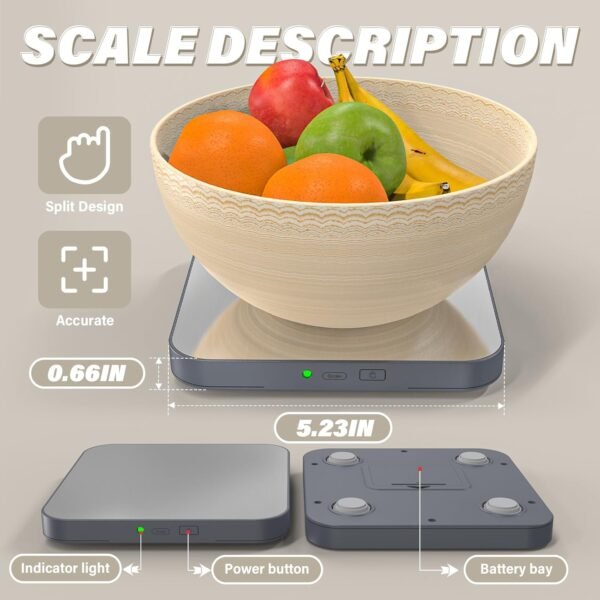 Split Kitchen Food Scale – 5kg Digital Electronic Food Weight Scale for Accurate Grams & Ounces | Ideal for Weight Loss, Baking, Coffee | Innovative Split Design for Clear Readings - Image 7