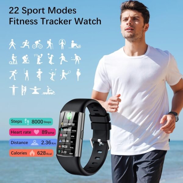 Smart Watch, Health Fitness Tracker Watch with 24/7 Heart Rate,Blood Pressure Monitor,Blood Oxygen,Sleep Tracker,Pedometer, IP68 Waterproof Activity Trackers Compatible with Android & iPhone Women Men - Image 6