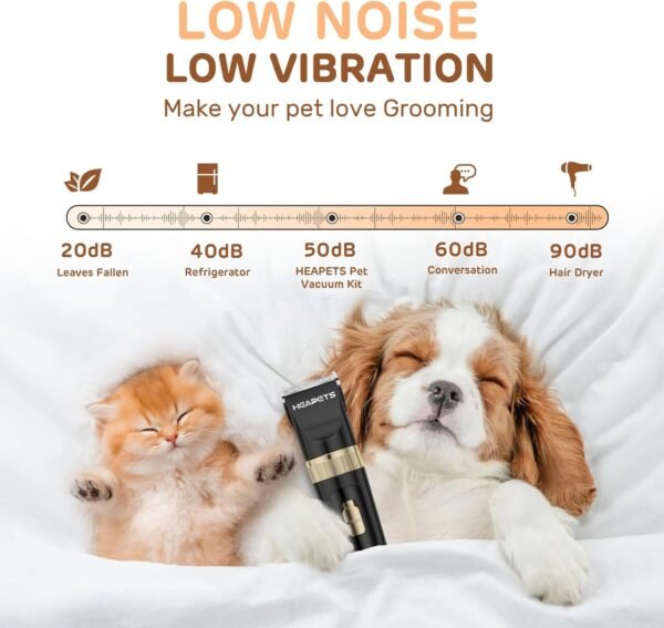 Dog Clippers for Grooming, Low Noise, Electric Quiet, Adjustable Clipper Comb, Rechargeable Cordless Dog Hair Clippers for Dogs Cats Pets, Black - Image 4