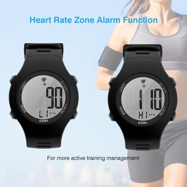 EZON Heart Rate Monitor Chest Strap and Digital Watch,5ATM Waterproof Fitness Tracker with HRM, Stopwatch and Hourly Chime - Ideal Fitness Presents for Men and Women - Image 4