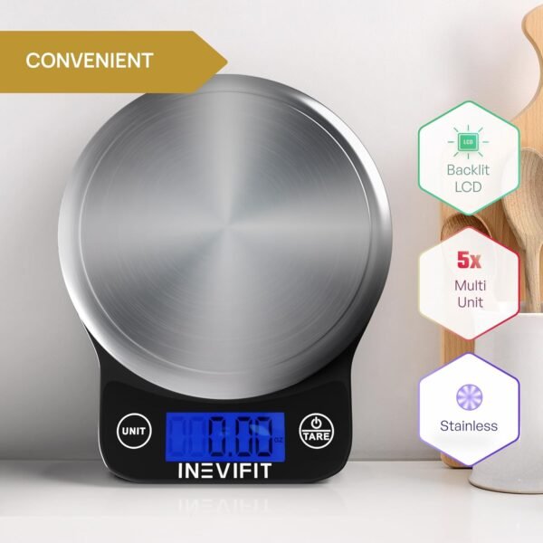 INEVIFIT EROS Bluetooth Smart Scale & Digital Kitchen Scale Fitness Bundle, Complete Body Composition and Nutrition Tracking Solution with Batteries Included - Image 5