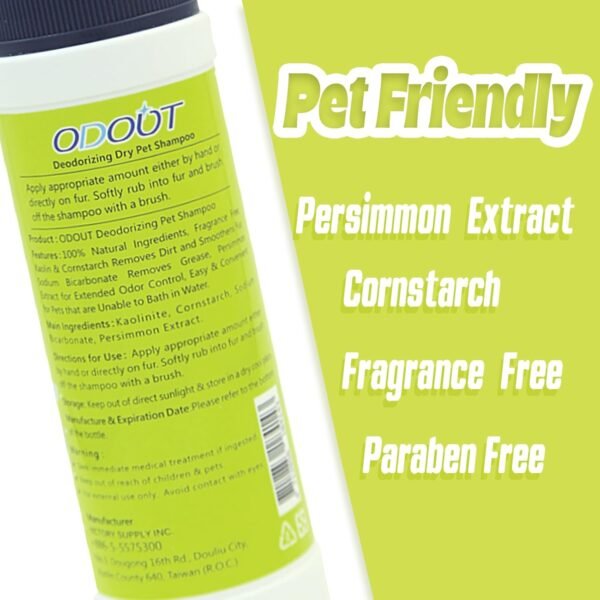 Waterless Dry Shampoo Powder for Dogs, No Rinse Pet Shampoo Deodorizer Powder - Baking Soda & Persimmon Extract Natural for Dog and Cat, No Fragrance, 3.5oz (100g) - Image 6