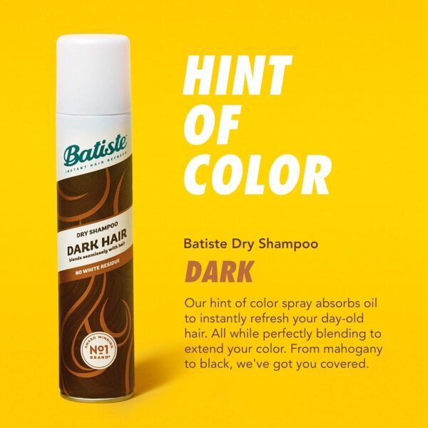 Batiste Dry Shampoo for Dark Hair, Refresh Hair and Absorb Oil Between Washes, Waterless Shampoo for Added Hair Texture and Body, 6.35 OZ Dry Shampoo Bottle - Image 4