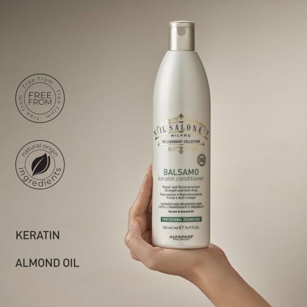 Il Salone Milano Professional Keratin Conditioner - Detangling Conditioner + Damaged Hair Treatment - Provides Frizz Control & Hair Reconstruction (16.9 oz / 500 ml) - Image 9