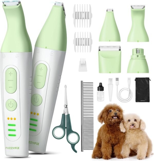 Dog Grooming Kit, 4 in 1 Quiet Pet Clippers for Grooming Supplies, Cordless Dog Paw Trimmer Dog Nail Grinder, Professional Long Hair Shaver for Matted Hair Cat and Small Dogs Thick Coats - Image 2
