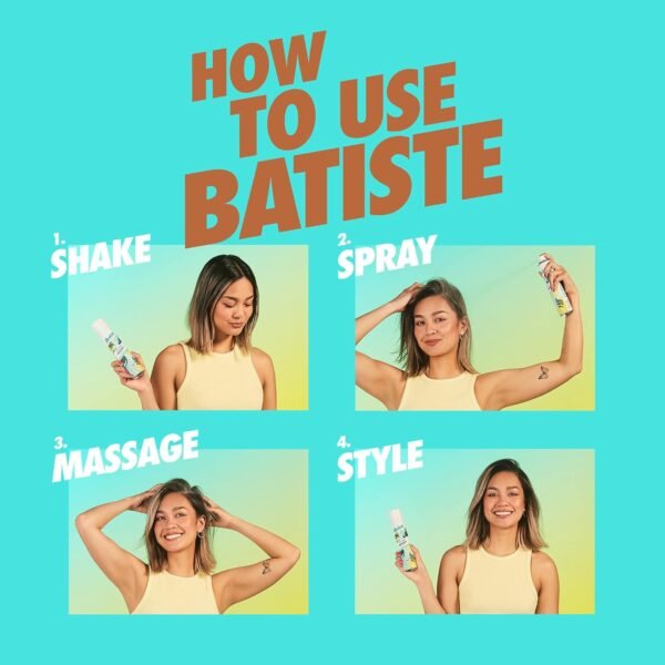 Batiste Dry Shampoo for Dark Hair, Refresh Hair and Absorb Oil Between Washes, Waterless Shampoo for Added Hair Texture and Body, 6.35 OZ Dry Shampoo Bottle - Image 5