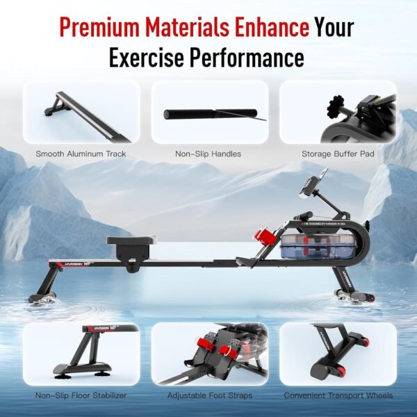 HARISON Water Rowing Machine for Home Use, Rower Machine for Home Workout with Tablet Holder and Comfortable Seat, 350LBS Weight Capacity - Image 7