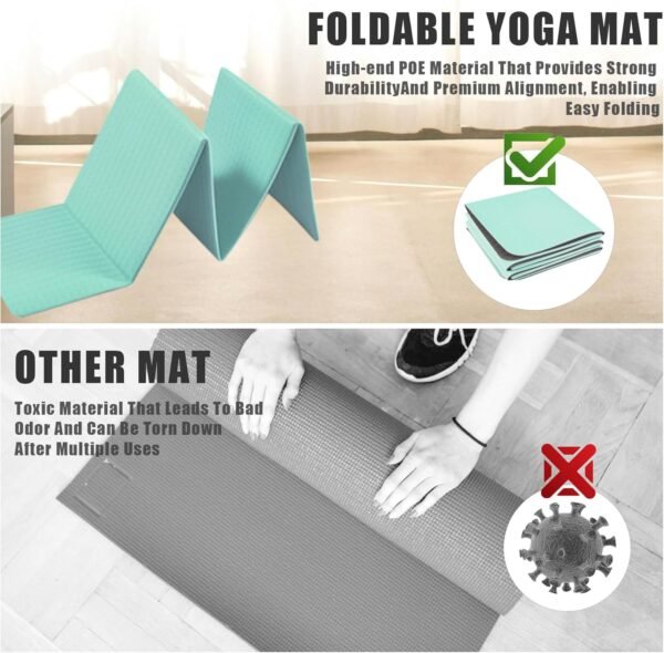 Yoga Mat Thick, KIACFFH Exercise Mat Workout Mats for Home Gym Workout Excersing Pilates Mat Yoga Travel Foldable Non Slip - Image 6