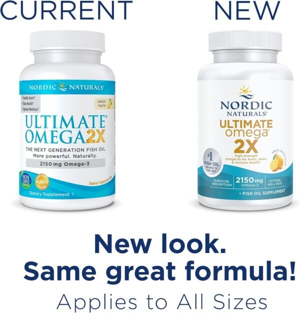 Nordic Naturals Ultimate Omega 2X, Lemon Flavor - 60 Soft Gels - 2150 mg Omega-3 - High-Potency Omega-3 Fish Oil with EPA & DHA - Promotes Brain & Heart Health - Non-GMO - 30 Servings - Image 6