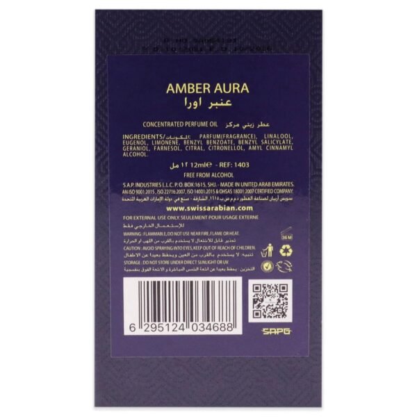 Swiss Arabian Amber Aura For Unisex - Luxury Fragrance Products From Dubai - Long Lasting Personal Perfume Oil - A Seductive, Exceptionally Made, Signature Aroma - Luxurious Scent Of Arabia - 0.4 Oz - Image 7