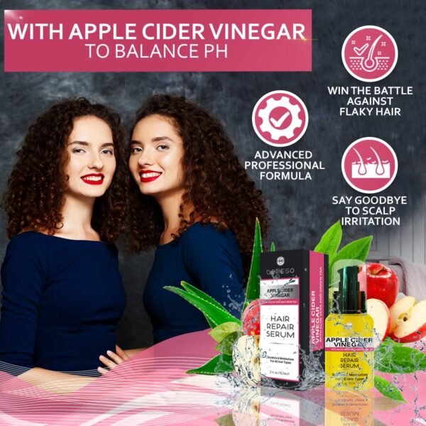 Apple Cider Vinegar Hair Serum Oil - Anti Frizz Styling Product to Stop Flaky and Itchy Scalp - Repair Treatment for Dry and Damaged Hair - Intense Moisturizer for Women and Men – For All Hair Types - Image 6