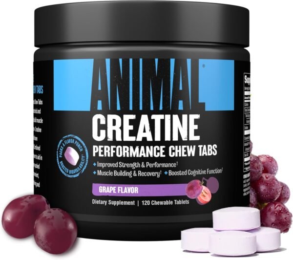 Animal Creatine Chews Tablets - Enhanced Creatine Monohydrate with AstraGin to Improve Absorption, Sea Salt for Added Pumps, Delicious and Convenient Chewable Tablets - Grape - Image 2
