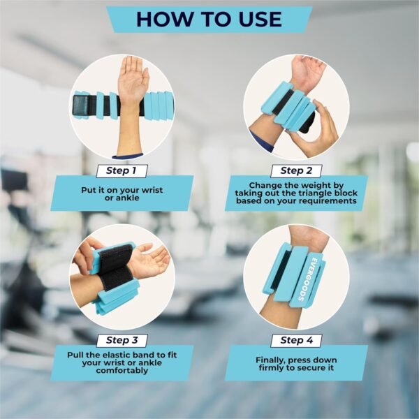 Wrist and Ankle Weights for Women and Men, Set of 2 (1lb Each) Wrist Weights with Sweatband, Adjustable Strap Leg Weights Perfect for Yoga, Pilates, Dance, Pool Workouts, and Jogging - Image 6