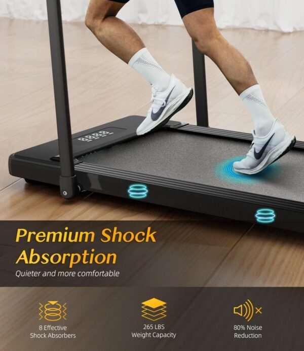 2 in 1 Folding Treadmill, Smart Walking Running Machine with Bluetooth Audio Speakers, Installation-Free，Under Desk Treadmill for Home/Office Gym Cardio Fitness - Image 3
