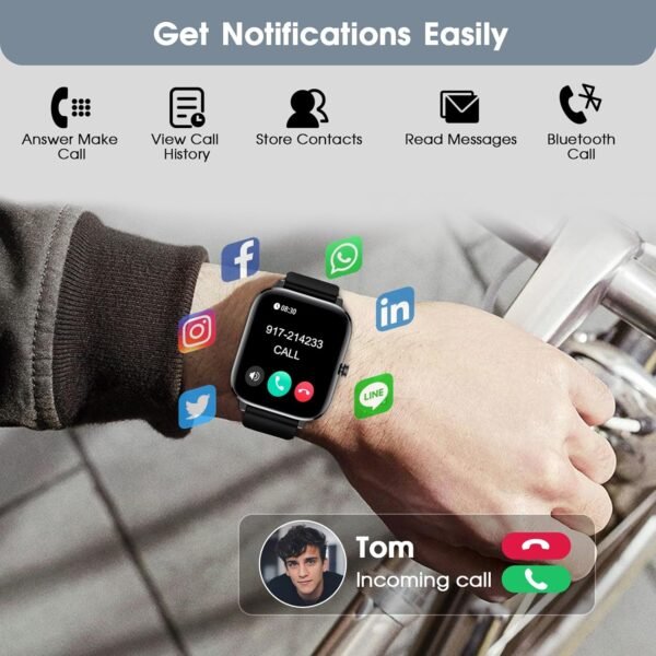 Smart Watch for Android iPhone-Call Receive/Dial/Read Message/AI Control-1.83" HD Screen-IP67 Waterproof Fitness Smartwatch-Blood Pressure/Heart Rate/SpO2/Sleep Monitor-Sport Tracker for Women Men - Image 4