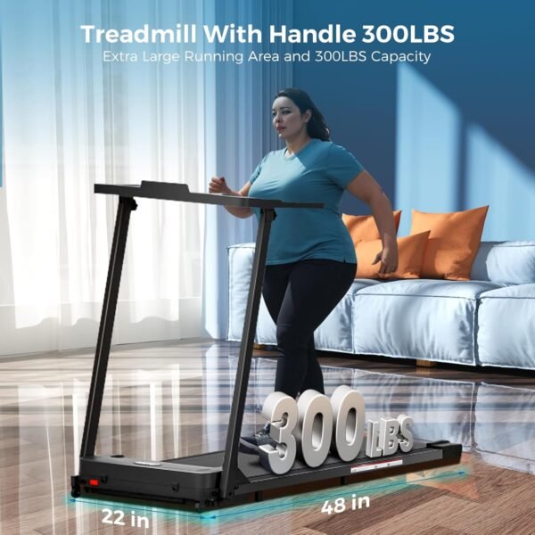 Treadmill with Handles, 2025 Upgraded Small Treadmill Home, Portable Electric Treadmills for Home 300 lbs Weight Capacity,Walking Pad Treadmill,Lightweight Folding Foldable Treadmill with LED Display - Image 9