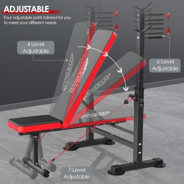 OPPSDECOR 660lbs 6 in 1 Weight Bench Set with Squat Rack Adjustable Workout Bench with Leg Developer Preacher Curl Rack Fitness Strength Training for Home Gym - Image 6