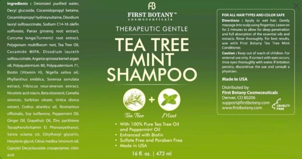 Tea Tree Mint Shampoo and Conditioner - Pure Tea Tree Oil & Peppermint Oil - Fights Hair Loss, Promotes Hair Growth, Fights Dandruff, Lice & Itchy Scalp - for Men and Women Sulfate Free - 16 fl oz x 2 - Image 8