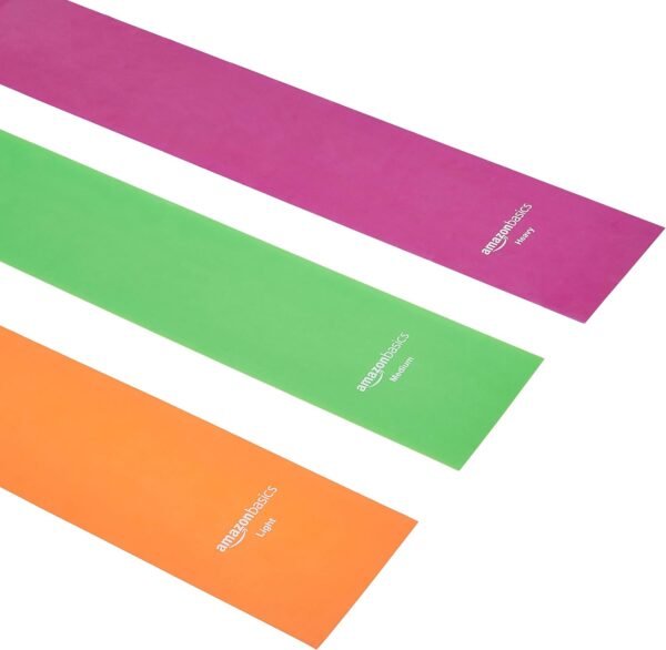 Amazon Basics Resistance Bands, Set of 3, Orange/Green/Pink - Image 3