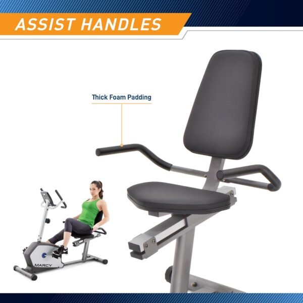 Marcy Recumbent Exercise Bike with Adjustable Seat and 8 Resistance Levels, 300 Pound Capacity NS-1201R - Image 6