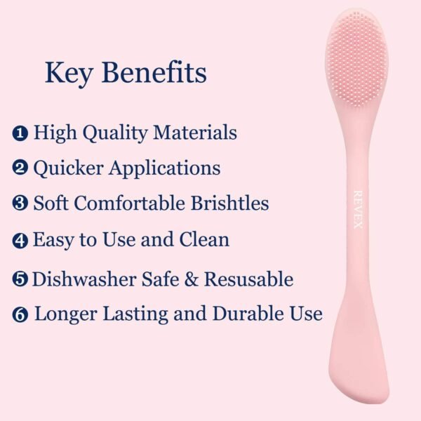 REVEX Silicone Face Mask Applicator,Face Scrubber,2Pcs Mask Applicator Tool for Facial Mud,Facial Cleansing Brushes with Bristles for Makeup Skincare Removal.(Pink+Gray) - Image 3
