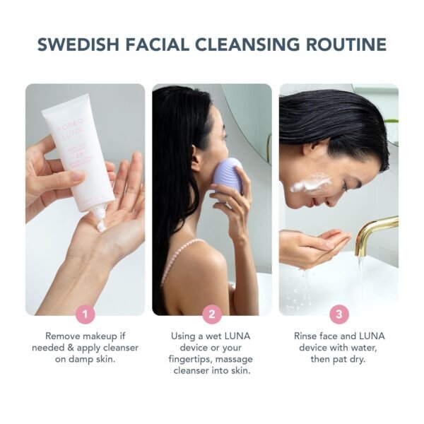 FOREO Deep & Gentle LUNA 4 Sensitive Bundle - Facial Cleansing Brush for Sensitive Skin + LUNA Micro-Foam Face Cleanser 2.0, 3.4 oz - Deep Cleansing and Firming Silicone Face Massager Beauty Set - Image 3