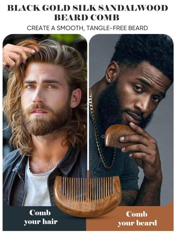 Beard Brush, Natural Boar Bristles Beard Brush for Men and Wooden Sandalwood Pocket Beard Comb Set, Facial Hair Grooming Kit with Mustache Scissors as a Styling Tool, Growth, Detangles, Shine - Image 6