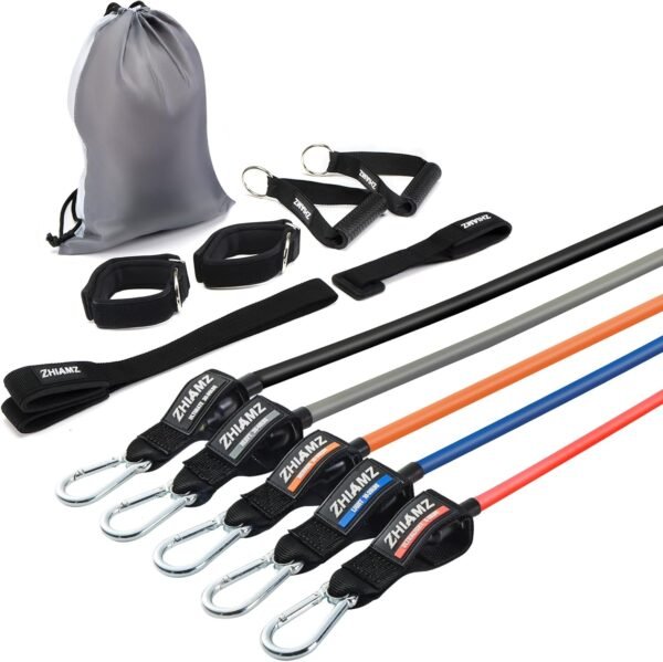 Resistance Bands with Handles, Single Resistance Bands, Exercise Bands with Handles, for Resistance Training, Physical Therapy, Home Workouts, Fitness, Pilates - Image 2